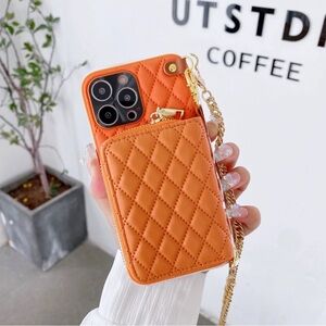 iPhone Case with Crossbody Adjustable Strap in Orange Color
